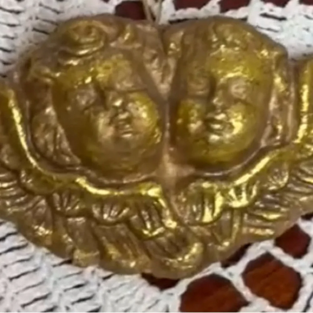 Gold Angel Ornament Vintage Christmas Handmade Ornament Victorian Luxury Cherubs